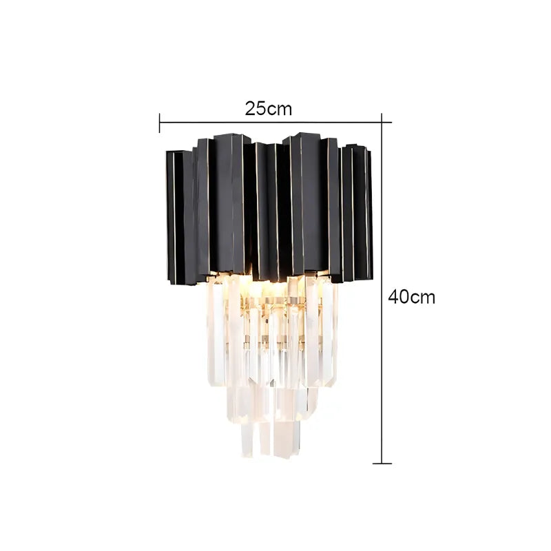 Applique murale LED en cristal moderne pour salon, design haut de gamme, finition noire et blanche, lumière chaude, Luminaire Essenza