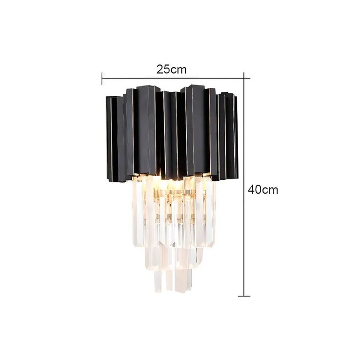 Applique murale LED en cristal moderne pour salon, design haut de gamme, finition noire et blanche, lumière chaude, Luminaire Essenza