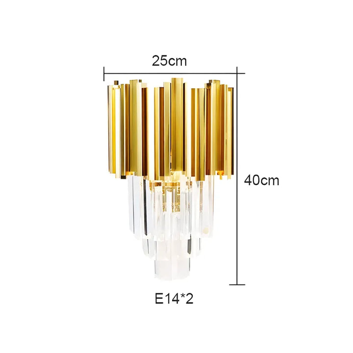 Applique murale LED en cristal moderne pour salon, design haut de gamme, finition blanche et or, éclairage chaud, Luminaire Essenza