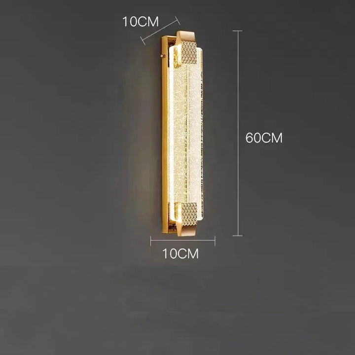 Applique murale LED de luxe Luminaire Essenza en cristal doré, design moderne, 60 cm, disponible en blanc chaud, naturel ou froid.