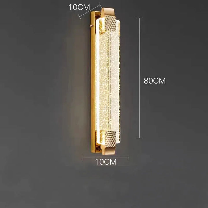 Applique murale LED en cristal doré Luminaire Essenza, design moderne, 80 cm, trois couleurs de lumière pour intérieurs haut de gamme.