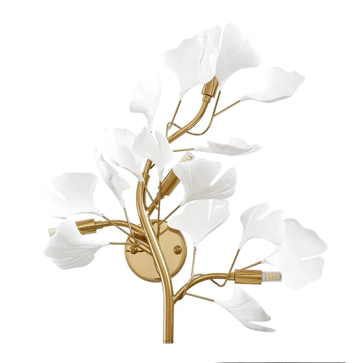 Applique murale LED décorative moderne en céramique dorée, luminaire design haut de gamme, éclairage élégant pour intérieur.