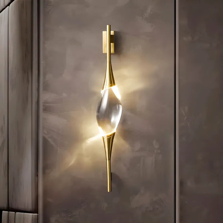 Applique murale LED en cuivre et cristal Luminaire Essenza, design moderne, 60 cm, lumière blanc chaud 2700-3500K, éclairage décoratif.