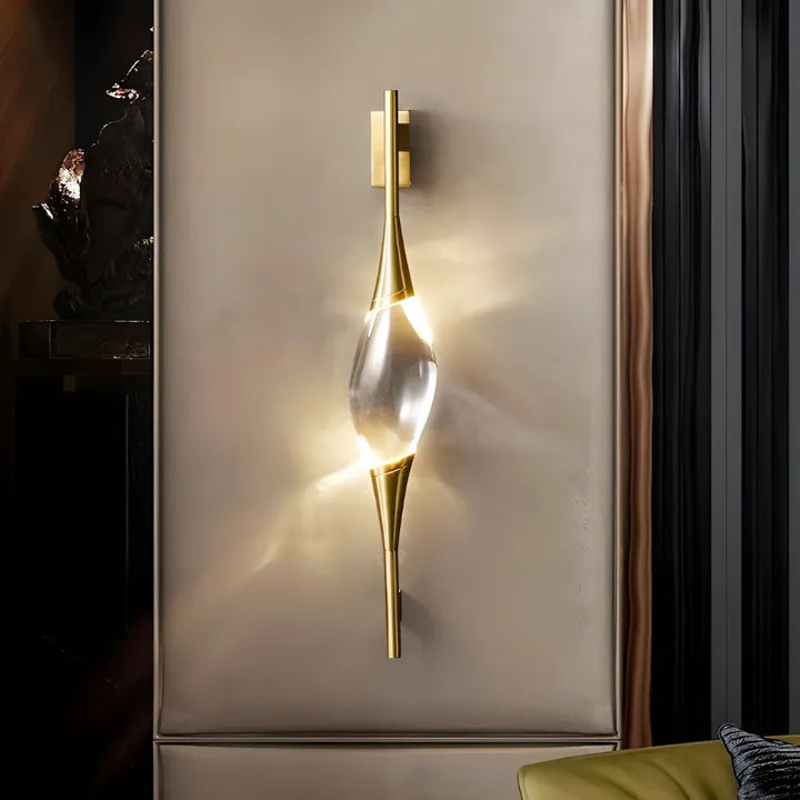 Applique murale LED en cuivre et cristal, design décoratif moderne, éclairage de luxe blanc chaud 2700-3500K, 60 cm, Luminaire Essenza