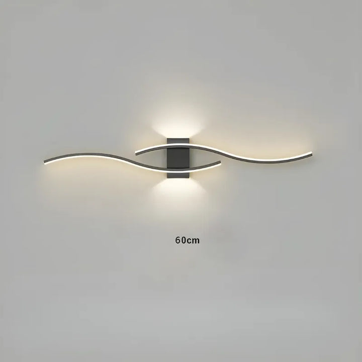 Applique murale LED moderne et décorative Luminaire Essenza, design noir de 60 cm avec lumière blanc chaud.