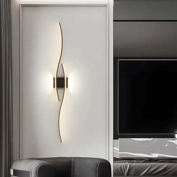 Applique murale LED moderne et décorative Luminaire Essenza, noire avec lumière blanc chaud, 60 cm de long.