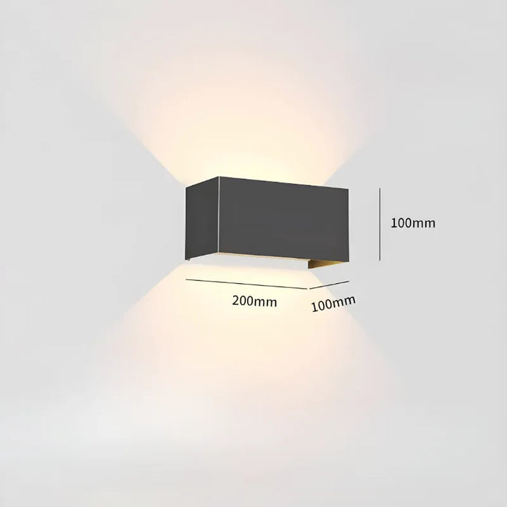 Applique murale LED noire Luminaire Essenza, design nordique minimaliste rectangulaire, 20 cm, lumière blanc chaud 2700-3500K.