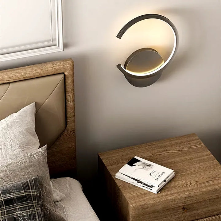 Applique murale LED design nordique moderne demi-cercle, noir et blanc, éclairage froid, Luminaire Essenza