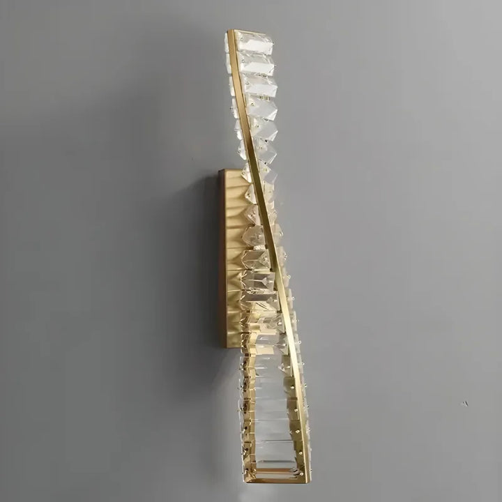 Applique murale LED dorée avec éclats de cristal, design moderne haut de gamme, 50 cm, blanc naturel, éclairage 4200K.