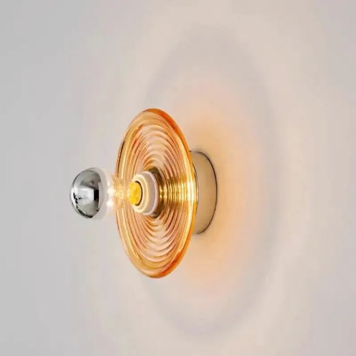 Applique murale LED en verre avec effet ondulé, Luminaire Essenza, lumière blanche froide, design moderne en verre orange et blanc
