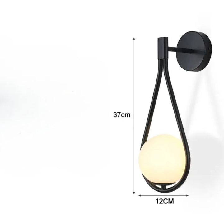 Applique murale LED en verre sphère suspendue, finition noire ou blanche, éclairage froid, par Luminaire Essenza.