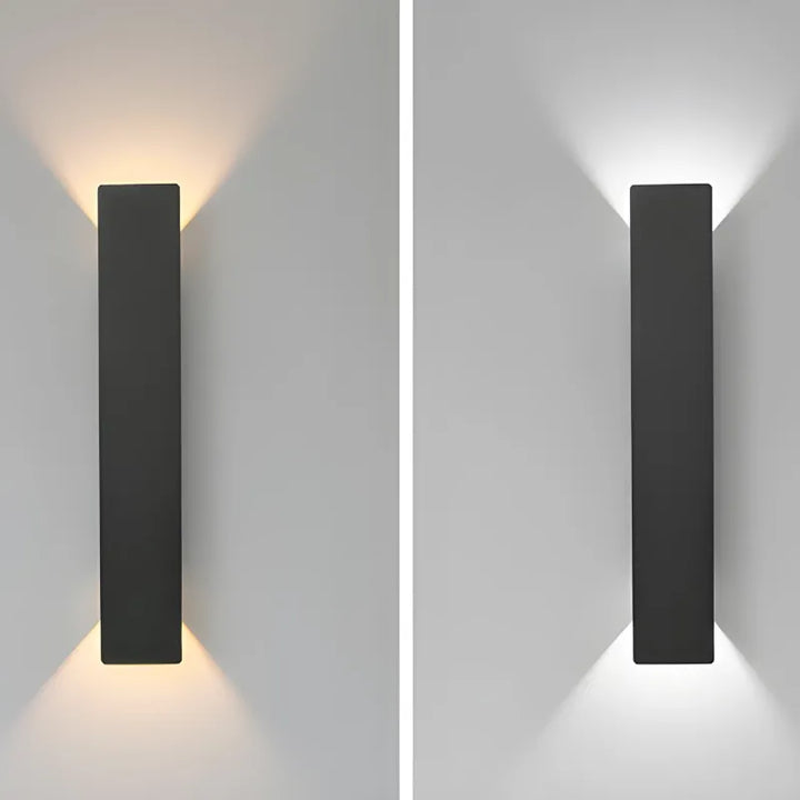 Applique murale LED extérieur Luminaire Essenza, design minimaliste moderne, noir ou blanc, lumière chaude, 20 cm de hauteur.
