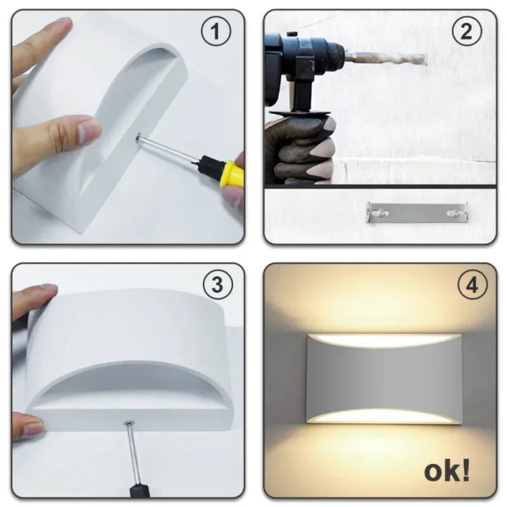 Applique murale LED luxueuse Luminaire Essenza avec éclairage blanc froid, design élégant pour décoration intérieure moderne.
