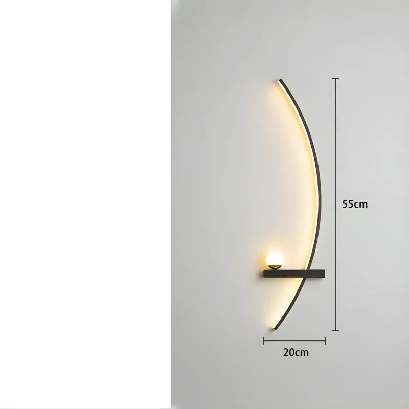 Applique murale LED moderne en forme d'arc de cercle, design minimaliste par Luminaire Essenza, éclairage élégant pour mur.