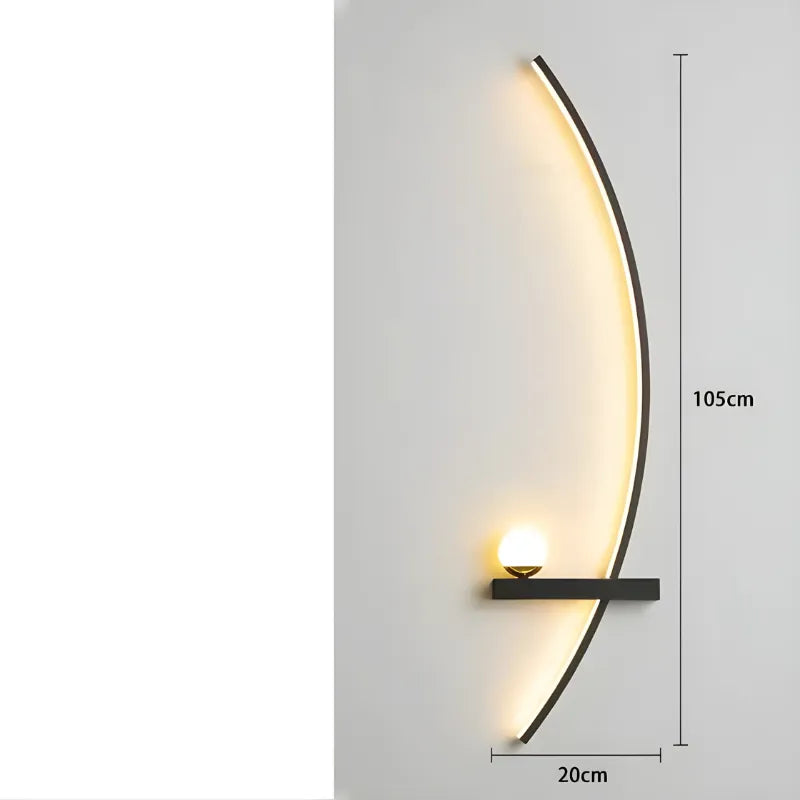 Applique murale LED moderne en forme d'arc de cercle, design minimaliste de Luminaire Essenza, éclairage élégant pour intérieur.