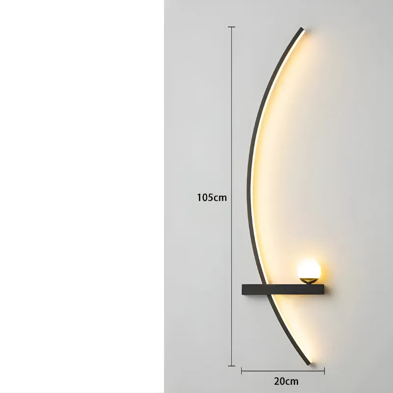 Applique murale LED moderne de style minimaliste en forme d'arc de cercle, par Luminaire Essenza, éclairage élégant pour intérieur