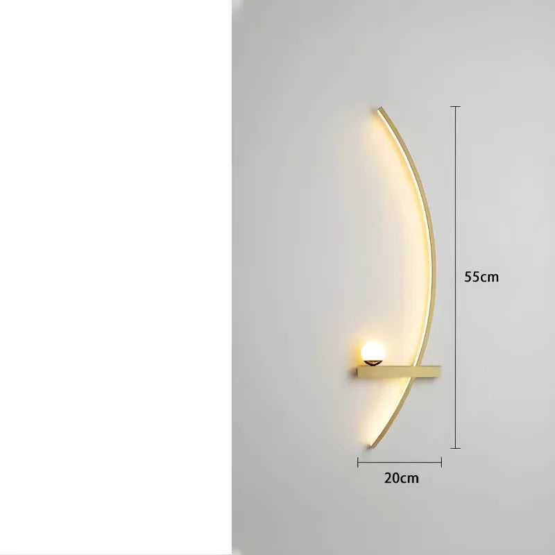 Applique murale LED minimaliste moderne en forme d’arc de cercle, éclairage élégant de Luminaire Essenza.