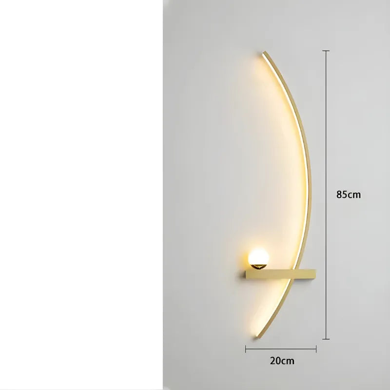 Applique murale LED minimaliste moderne en forme d'arc de cercle, design épuré, éclairage élégant pour intérieur.