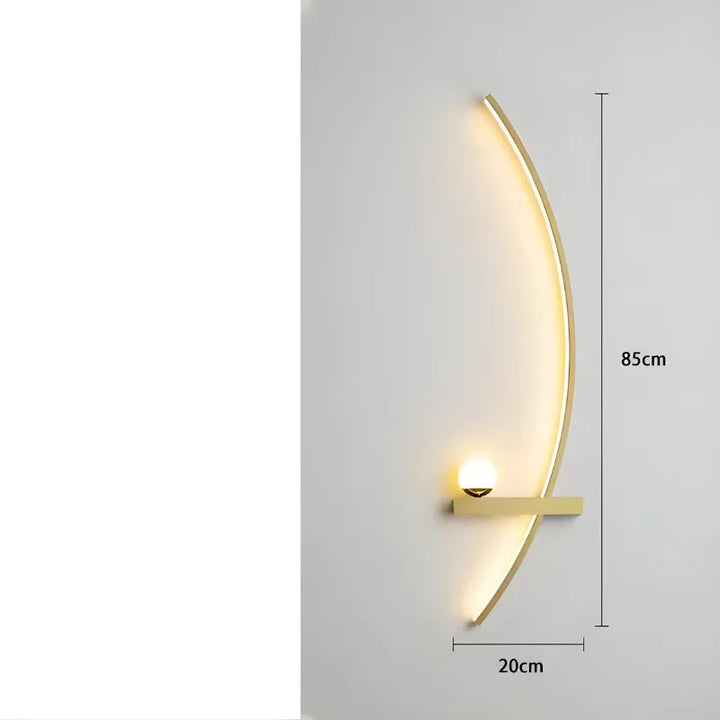Applique murale LED minimaliste moderne en forme d'arc de cercle, design épuré, éclairage élégant pour intérieur.