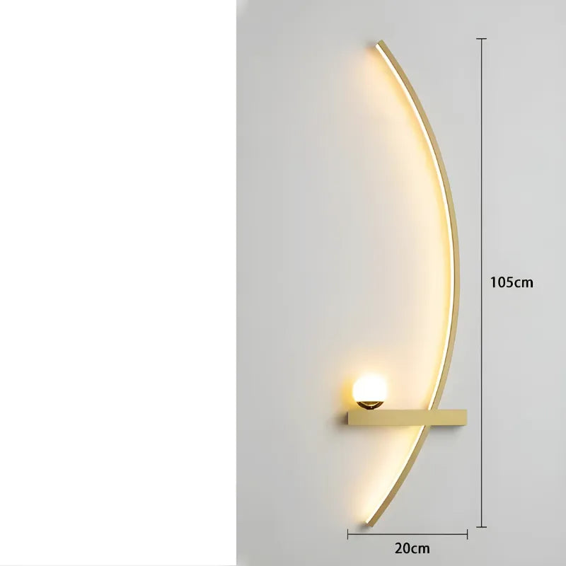 Applique murale LED minimaliste moderne en arc de cercle de Luminaire Essenza, éclairage élégant pour intérieur contemporain.