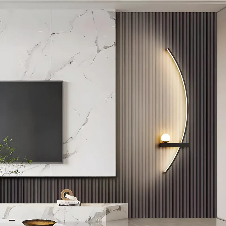Applique murale LED minimaliste moderne en cercle noir et blanc, éclairage chaud, design épuré de Luminaire Essenza.