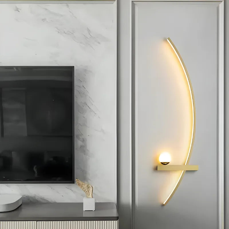 Applique murale LED moderne en cercle doré de 55 cm, Luminaire Essenza, design minimaliste avec lumière blanc chaud.