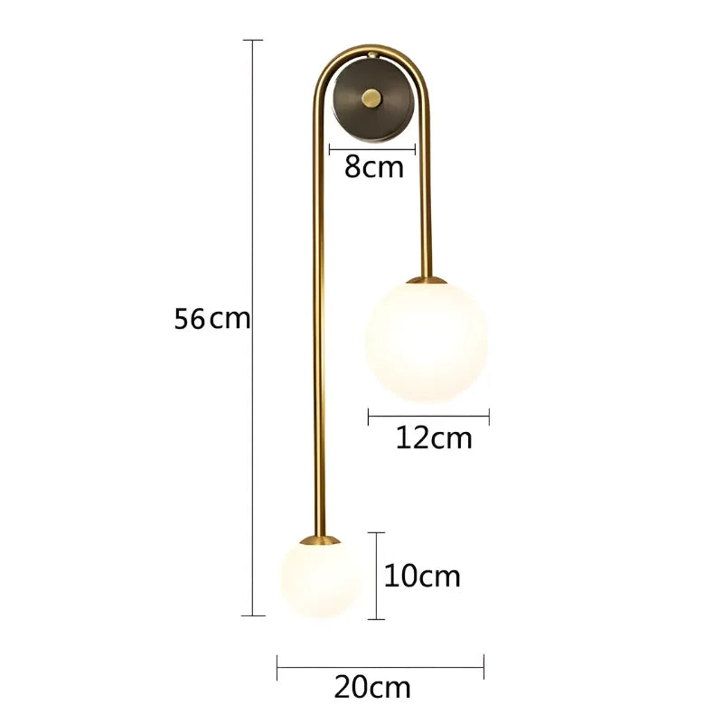 Applique murale LED minimaliste nordique Luminaire Essenza avec double sphère blanche froide, design décoratif moderne.