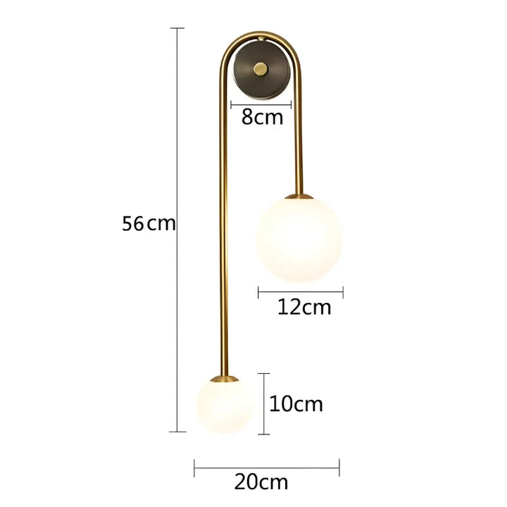Applique murale LED minimaliste nordique Luminaire Essenza avec double sphère blanche froide, design décoratif moderne.