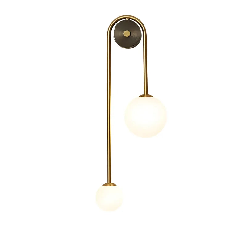 Applique murale LED minimaliste Nordique Luminaire Essenza avec double sphère blanche froide, design décoratif moderne.