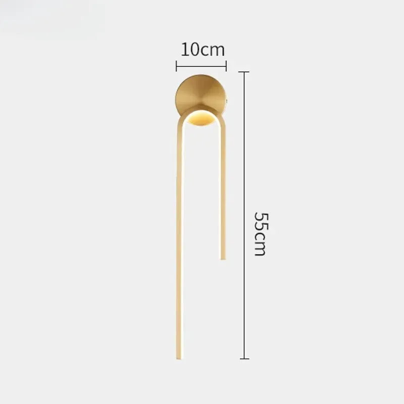 Applique murale LED minimaliste nordique Luminaire Essenza avec lumière blanc chaud, design décoratif or, installation gauche