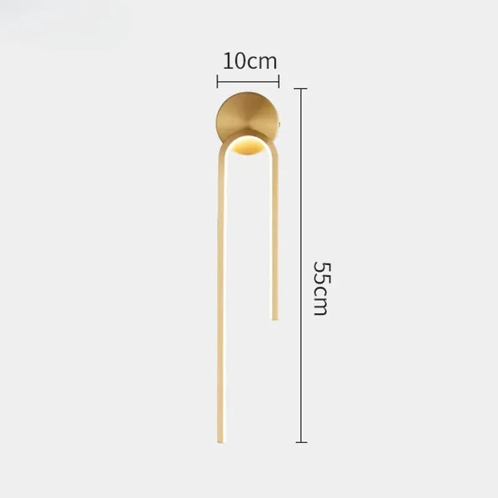 Applique murale LED minimaliste nordique Luminaire Essenza avec lumière blanc chaud, design décoratif or, installation gauche