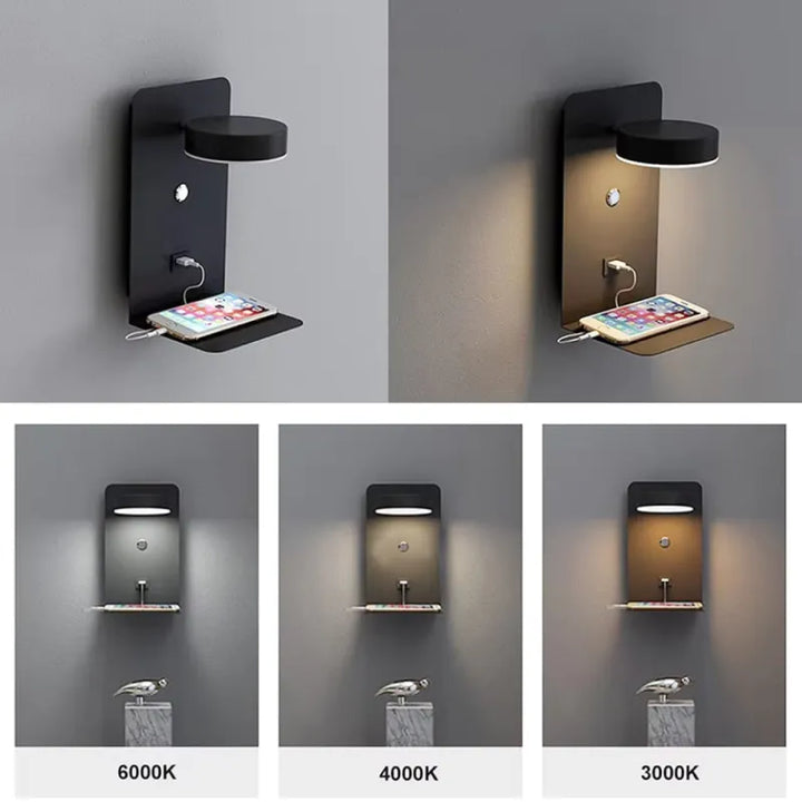 Applique murale LED moderne Luminaire Essenza avec port de chargement USB, éclairage élégant pour intérieur.