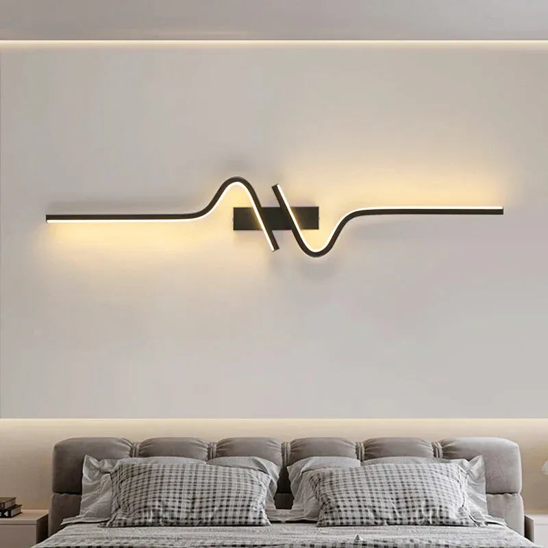 Applique murale LED moderne Luminaire Essenza, design décoratif et nordique, fixation gauche, 60 cm de long.