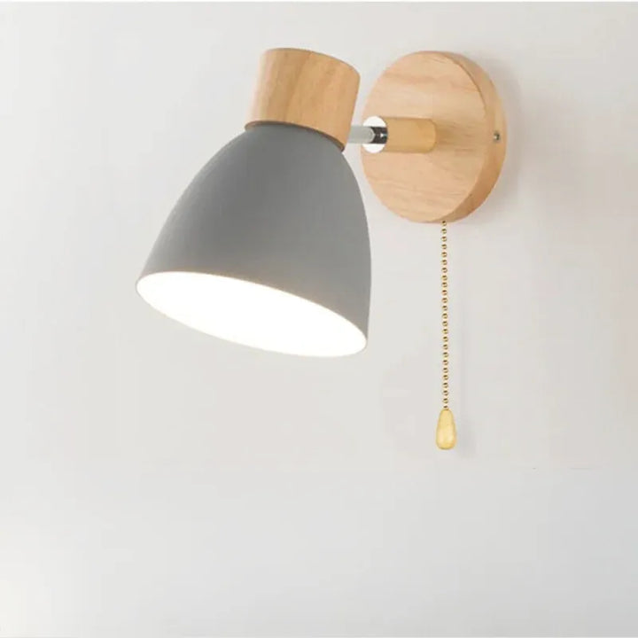 Applique murale LED moderne en fer gris, style nordique minimaliste avec interrupteur et ampoule, par Luminaire Essenza.