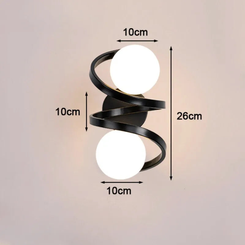 Applique murale LED nordique sphérique noir et blanc chaud, design moderne pour intérieur, par Luminaire Essenza