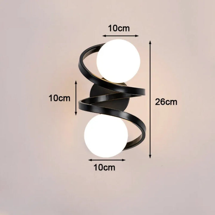 Applique murale LED nordique sphérique noir et blanc chaud, design moderne pour intérieur, par Luminaire Essenza