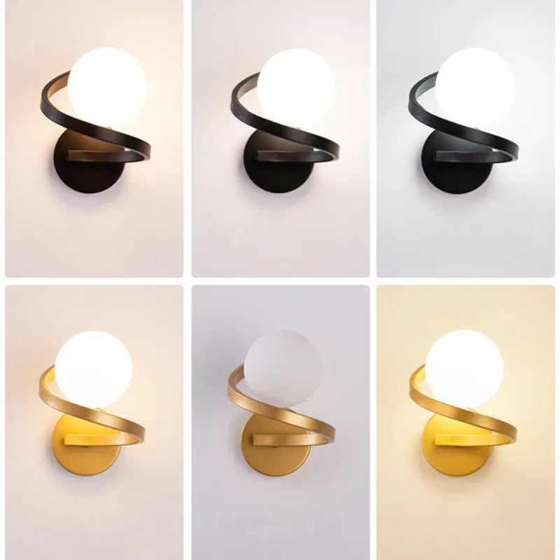 Applique murale LED nordique sphérique Luminaire Essenza avec double lumière blanc froid, design moderne et épuré.