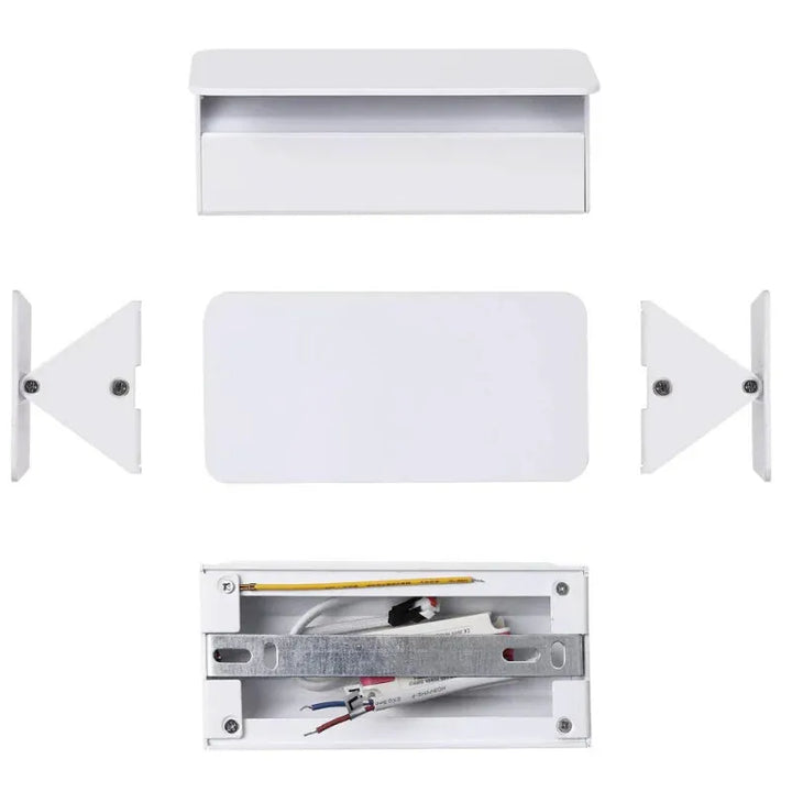 Applique murale LED rectangulaire Luminaire Essenza, ajustable, blanc chaud 3000K, 16 cm, moderne et design.