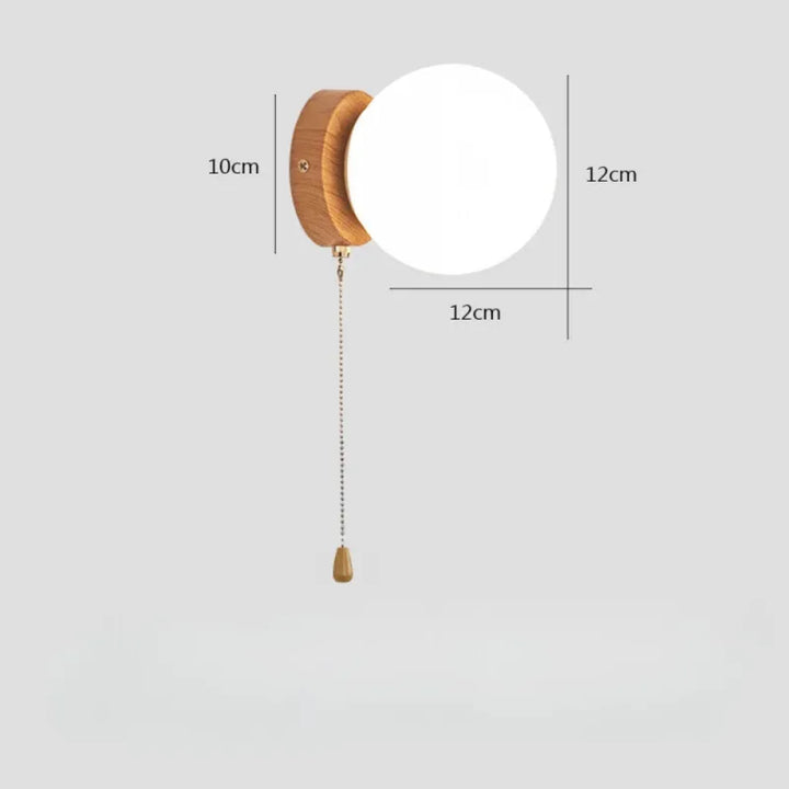 Applique murale LED ronde en verre blanc chaud, design nordique avec interrupteur, par Luminaire Essenza.