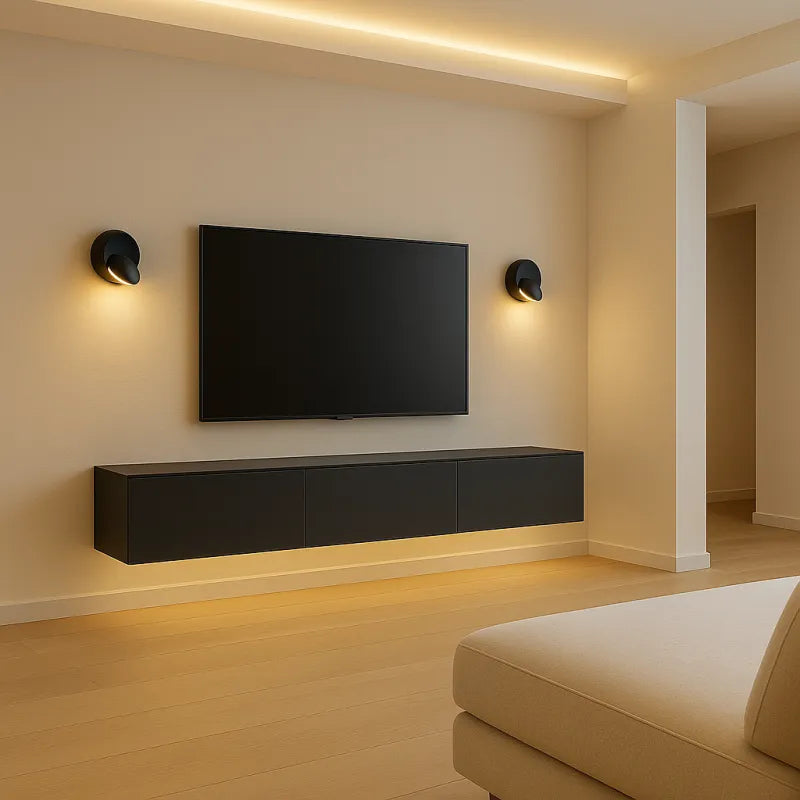 Applique murale LED rotative Luminaire Essenza, moderne et décorative, en noir ou blanc, avec lumière chaude ou neutre.