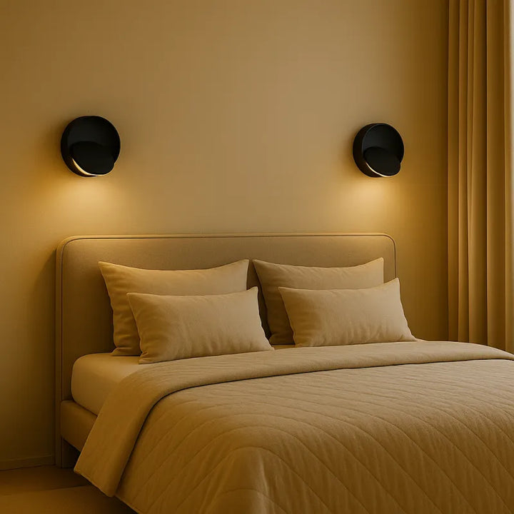 Applique murale LED rotative Luminaire Essenza, moderne et décorative, en noir ou blanc, avec éclairage chaud ou blanc froid.