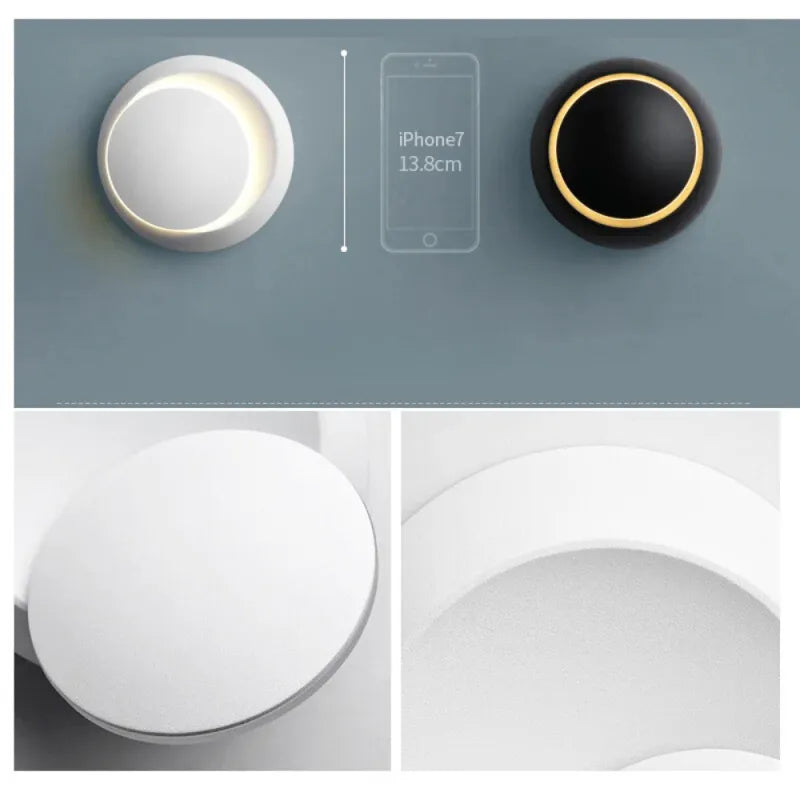 Applique murale LED rotative 350° moderne et décorative, noir ou blanc, éclairage chaud 2700K à 3500K, de marque Luminaire Essenza.