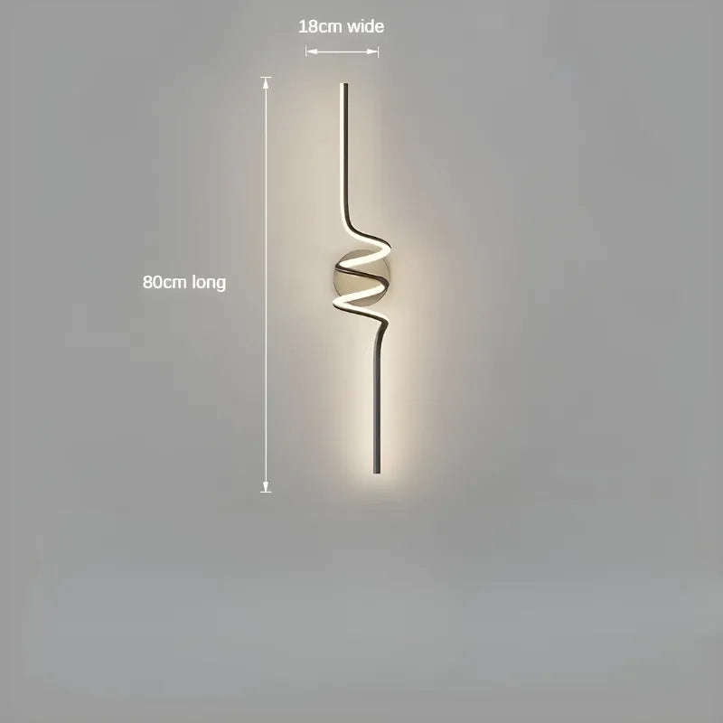 Applique murale LED noir élégante pour salon, 60 cm, lumière blanc chaud 2700-3500K, design minimaliste par Luminaire Essenza