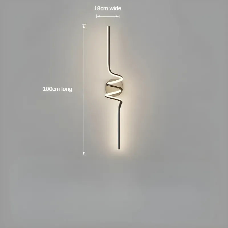 Applique murale LED noire pour salon, style minimaliste et élégant, 60 cm, lumière blanc chaud 2700-3500K, marque Luminaire Essenza