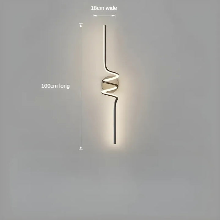 Applique murale LED noire pour salon, style minimaliste et élégant, 60 cm, lumière blanc chaud 2700-3500K, marque Luminaire Essenza