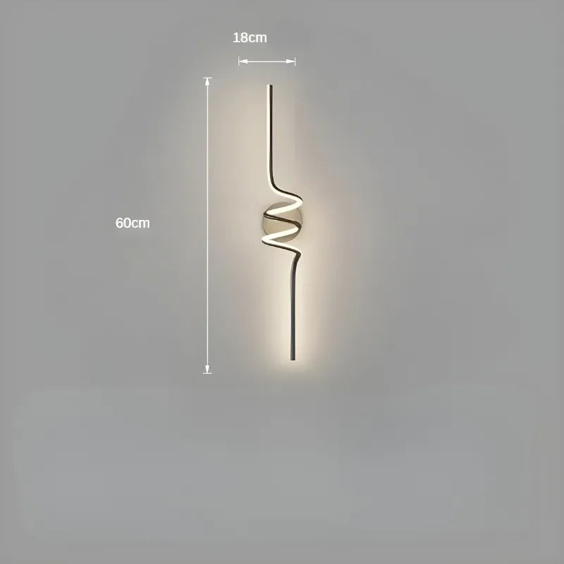 Applique murale LED noir de 60 cm pour salon, lumière blanc chaud 2700-3500K, design minimaliste et élégant de Luminaire Essenza.