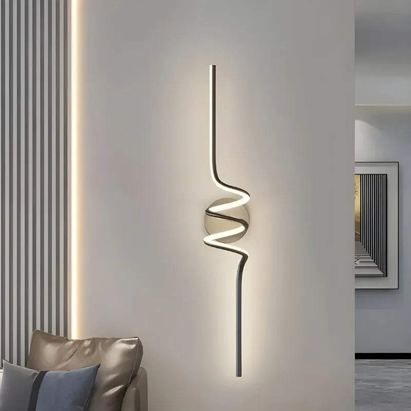 Applique murale LED noire pour salon, design minimaliste et élégant, 60 cm, éclairage blanc chaud 2700-3500K.
