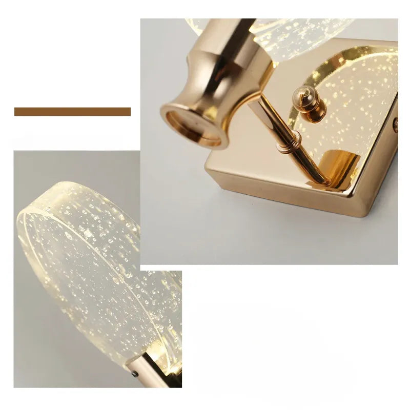Applique murale moderne en cristal Luminaire Essenza, finition or, 13 cm, lumière blanc chaud 2700-3500K.