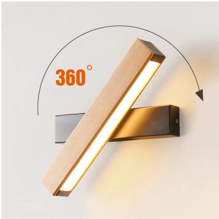 Applique murale rotative en bois massif nordique, 31 cm, finition blanc chaud, éclairage LED 3000K, design moderne Luminaire Essenza
