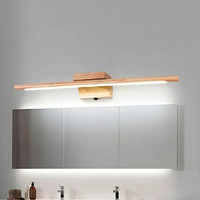 Applique murale salle de bain Luminaire Essenza en bois massif avec interrupteur, 55 cm, lumière blanc chaud 2700-3500K.